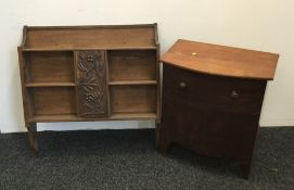 A 19th century mahogany commode chest and a hanging shelf
