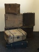 A quantity of various vintage trunks and cases