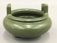 A Chinese green porcelain censer