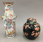 A 19th century Canton vase and a ginger jar