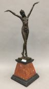 An Art Deco style bronze figurine. 55 cm high.