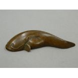 A small Japanese bronze model of a catfish