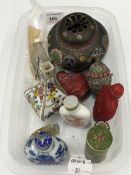 A cloisonne censer, Chinese snuff bottles, etc.