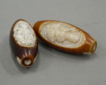 Two Chinese agate beads