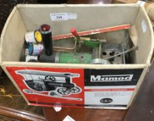 A boxed Mamod traction engine