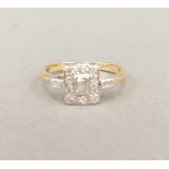 An Art Deco style 18 ct gold diamond ring (3.
