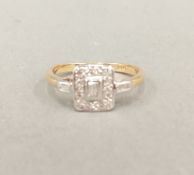 An Art Deco style 18 ct gold diamond ring (3.