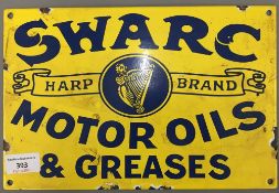 A SWARC Motor Oils enamel sign. 30 x 20 cm.