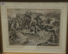 An 18th /19th century engraving, Roman Battle Scene,
