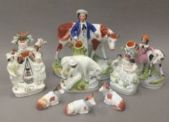 A collection of various 19th century Staffordshire groups