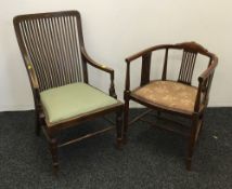 Two Edwardian mahogany open armchairs