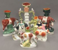 A collection of various 19th century Staffordshire groups