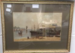 M A WATTS, Masted Boats at Anchor, watercolour, signed and dated 1852,