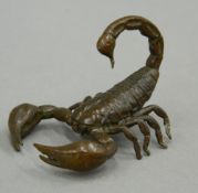 A Japanese bronze model of a scorpion. 5 cm long.