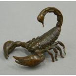 A Japanese bronze model of a scorpion. 5 cm long.