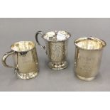 Three small silver Christening mugs (9.