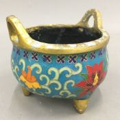 A Chinese cloisonne censer