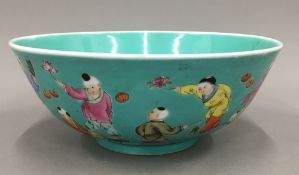 A 19th century Chinese figurally decorated porcelain bowl