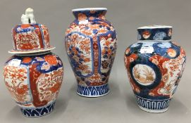 Three Imari vases