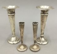 Two pairs of silver bud vases (14 troy ounces loaded)