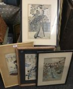 Five 19th century Japanese woodblock prints