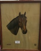 Two Horse Portraits, pastel on paper,