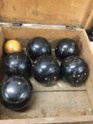 A boxed set of Slazenger bowls