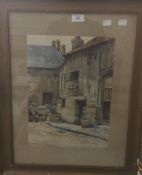 K M WYATT (19th century) British, Market Town Scene, watercolour, signed, framed and glazed.