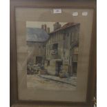 K M WYATT (19th century) British, Market Town Scene, watercolour, signed, framed and glazed.