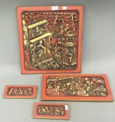 A quantity of Chinese gilt heightened carvings