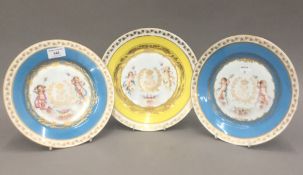 Three Sevres cabinet plates