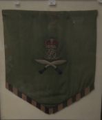 A framed Gurkha band stand pennant