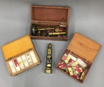 A Victorian microscope and a quantity of scientific slides