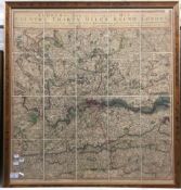 An 1813 map of London, linen backed,
