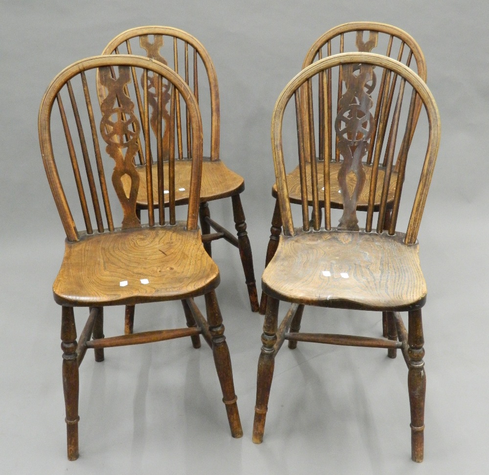 A set of four late 19th century wheelback chairs - Image 2 of 2