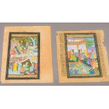 Two 19th century Persian illuminated manuscript pages,