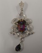 A silver cubic zirconia pendant