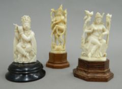 Three late 19th/early 20th century Indian carved ivory figures