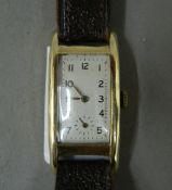 A gentleman's Art Deco 9 ct gold wristwatch