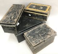 Four small Victorian tin boxes