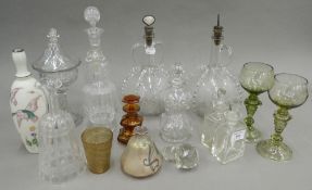 A quantity of various glassware, including decanters, etc.