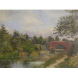 ENGLISH SCHOOL (19th/20th century), Country River Landscape, oil on canvas, indistinctly signed,