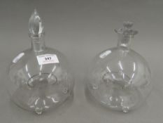 Two vintage glass wasp traps