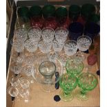 A quantity of cut and coloured drinking glasses