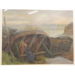 E GIBERNE (19th/20th century) British, Figures Resting, watercolour, signed, framed and glazed.