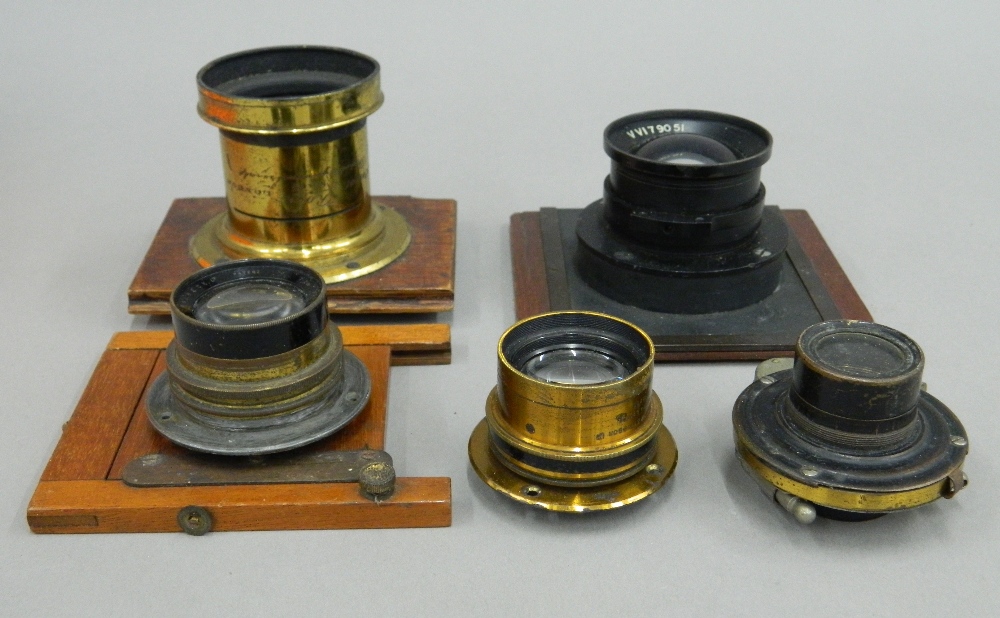 Five plate camera lenses, Ross Taylor Hobson, etc. - Image 2 of 2