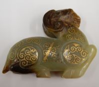 A Chinese jade carving of a ram