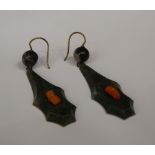 A pair of moss agate and coral earrings