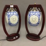 A pair of Chinese porcelain lamps