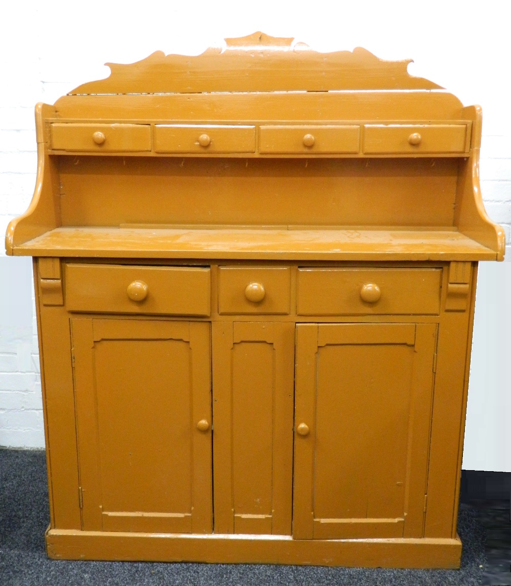 A Victorian painted pine dresser